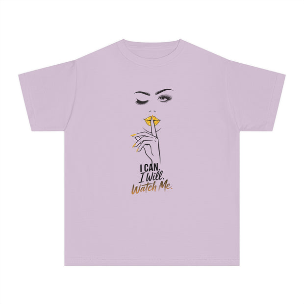 Stylish Youth Tee - I can. I will. Watch me. Graphic T-Shirt for Trendy Kids