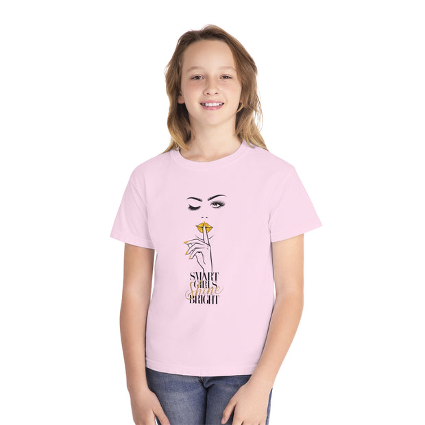 Smart Girls Shine Bright Stylish Youth Tee - Graphic T-Shirt for Trendy Kids