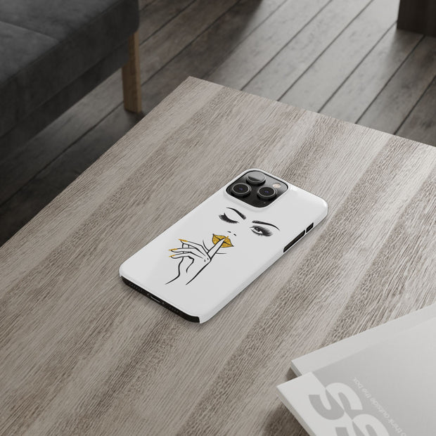 Serene Bombshell Slim Phone Cases with Stylish Illustration