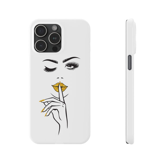 Serene Bombshell Slim Phone Cases with Stylish Illustration