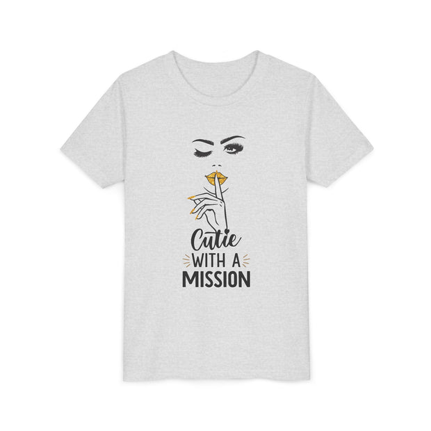 Cutie with a Mission Youth Tee, Stylish Graphic Young Adult Shirt