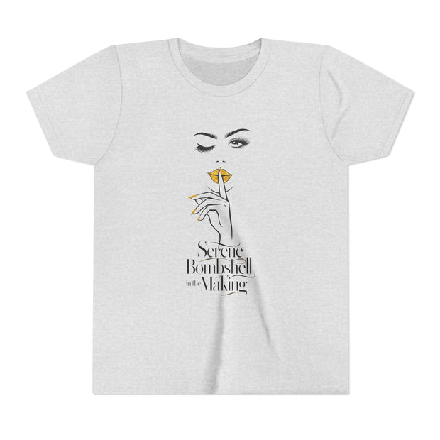Serene Bombshell in The Making Youth Tee, Stylish Graphic Young Adult Shirt