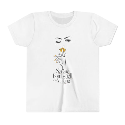 Serene Bombshell in The Making Youth Tee, Stylish Graphic Young Adult Shirt