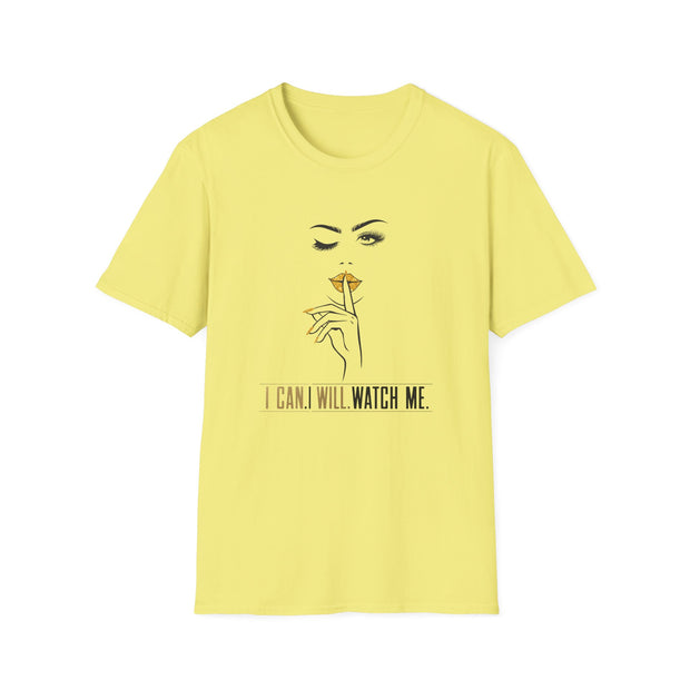 Serene Bombshell Chic Statement T-Shirt - "I can. I will. Watch Me" Graphic Tee