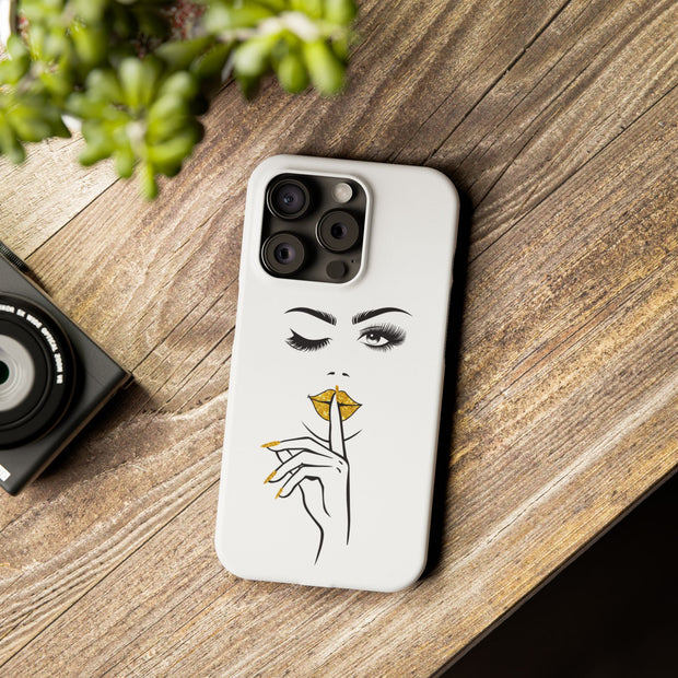 Serene Bombshell Slim Phone Cases with Stylish Illustration