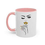 Serene Bombshell Stylish Black-Handled Coffee Mug - Perfect for Morning Brew
