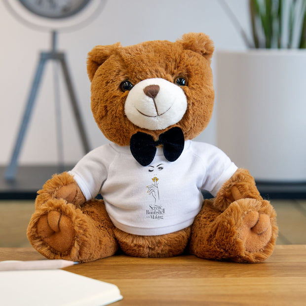 Serene Bombshell in the Making Charming Plush Teddy Bear with Customizable T-Shirt