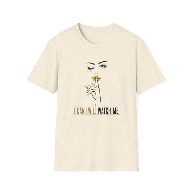 Serene Bombshell Chic Statement T-Shirt - "I can. I will. Watch Me" Graphic Tee