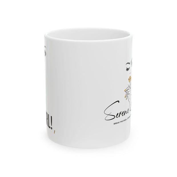 Serene BombShell "Go Girl" Ceramic Coffee Mug, Unique Gift for Coffee Lovers, Tea Drinkers