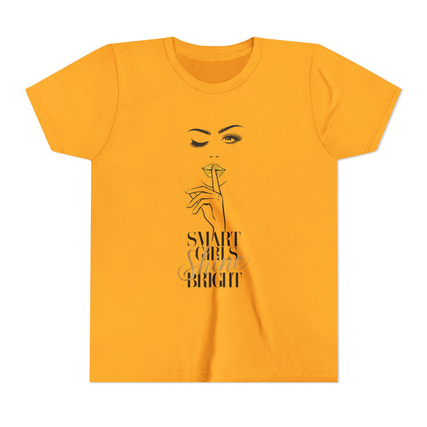 Smart Girls Shine Bright Youth Tee, Stylish Graphic Young Adult Shirt