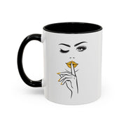 Serene Bombshell Stylish Black-Handled Coffee Mug - Perfect for Morning Brew