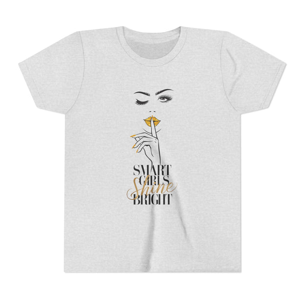 Smart Girls Shine Bright Youth Tee, Stylish Graphic Young Adult Shirt