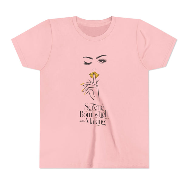 Serene Bombshell in The Making Youth Tee, Stylish Graphic Young Adult Shirt