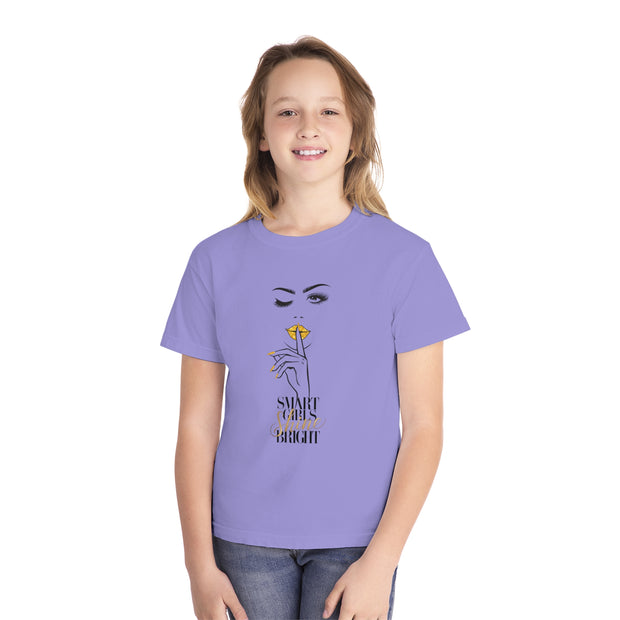 Smart Girls Shine Bright Stylish Youth Tee - Graphic T-Shirt for Trendy Kids