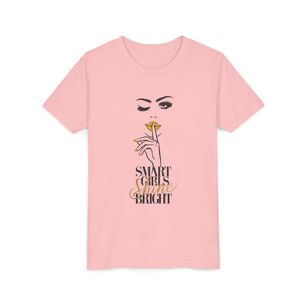 Smart Girls Shine Bright Youth Tee, Stylish Graphic Young Adult Shirt