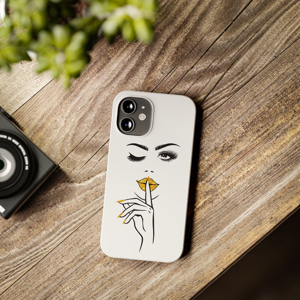 Serene Bombshell Slim Phone Cases with Stylish Illustration