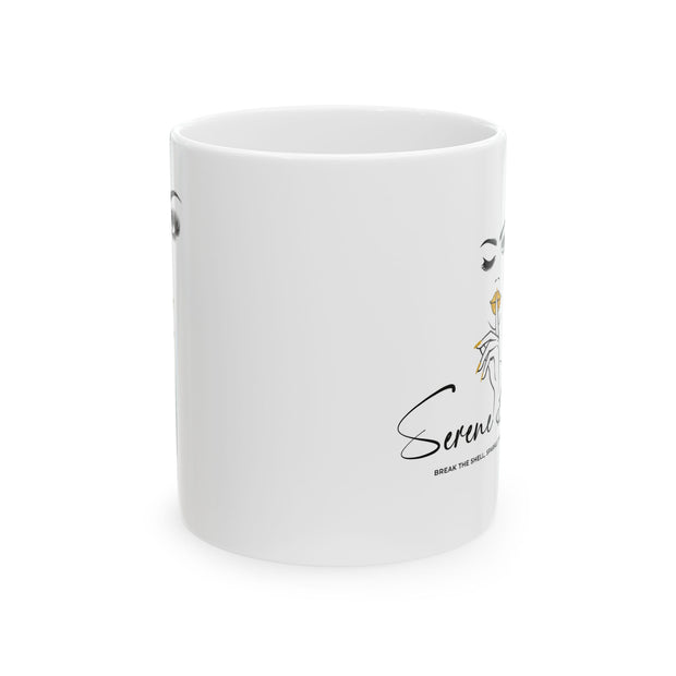 Serene BombShell Ceramic Coffee Mug, Unique Gift for Coffee Lovers