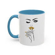 Serene Bombshell Stylish Black-Handled Coffee Mug - Perfect for Morning Brew